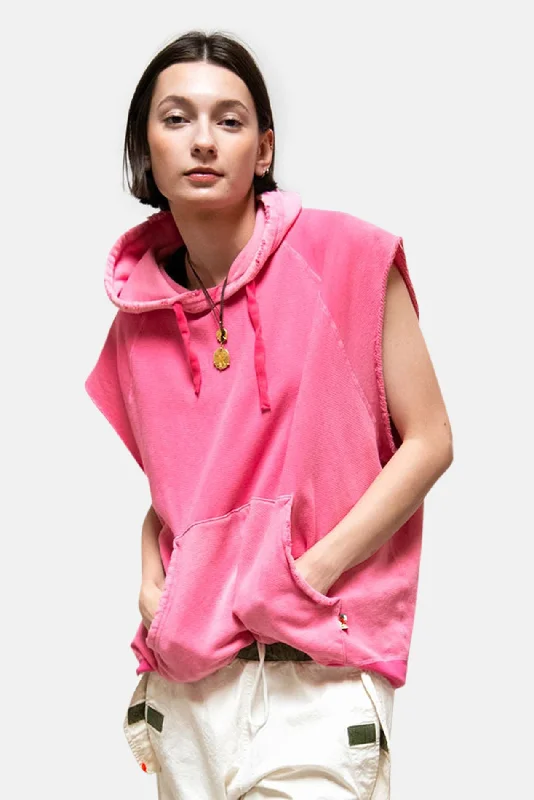 Embroidered Letters Artists Wanted Cutoff Superyumm Biggy Hoodie Pinkplant