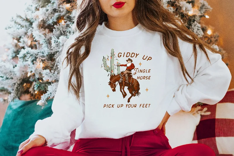 Classic Style Giddy Up Jingle Horse Christmas Hoodie