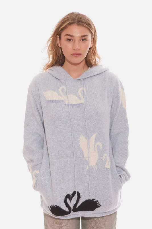 Street Cool Swan Hoodie Blue