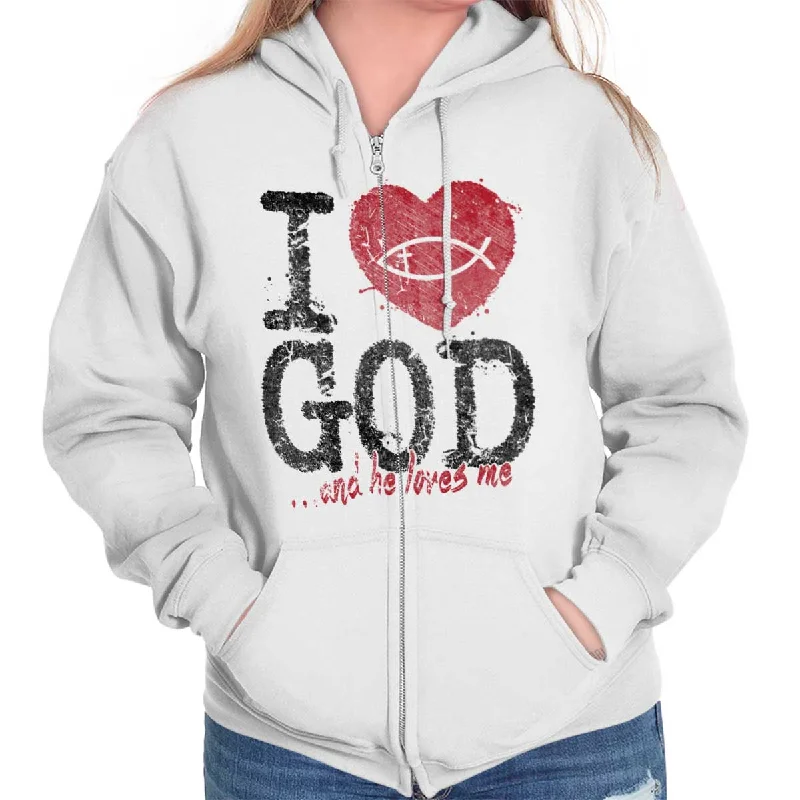 Sexy Fun I Love God Zip Hoodie
