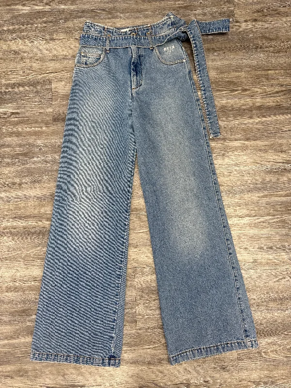 Embroidered Letters Jeans Boot Cut By MSGM In Blue Denim, Size: 40