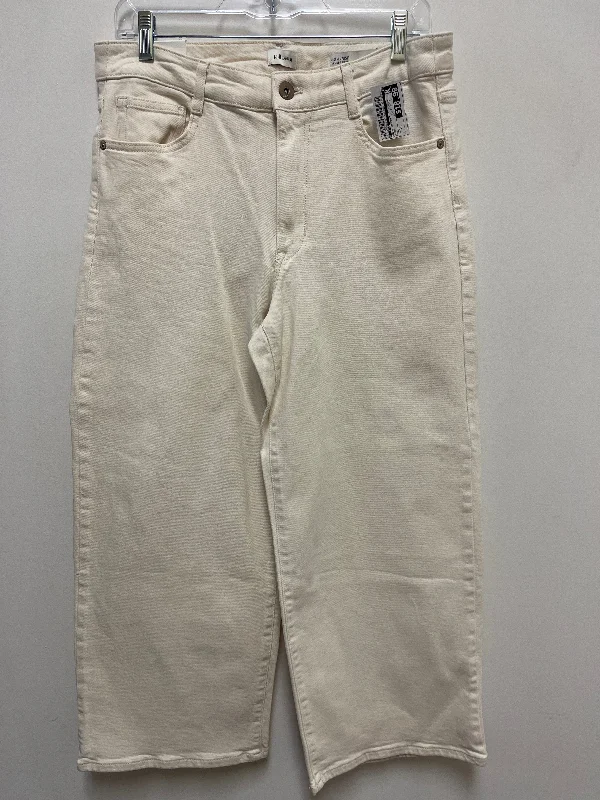 Jeans Cropped By J. Jill In Cream, Size: 12