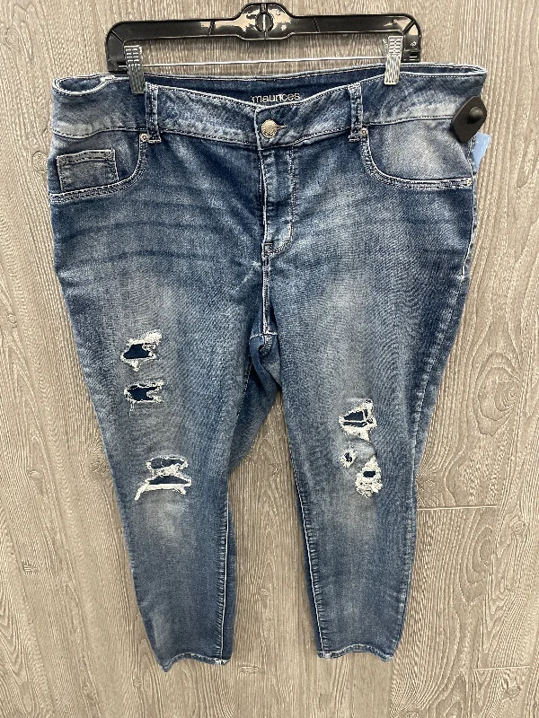 Loose Fit Jeans Cropped By Maurices In Blue Denim, Size: 20