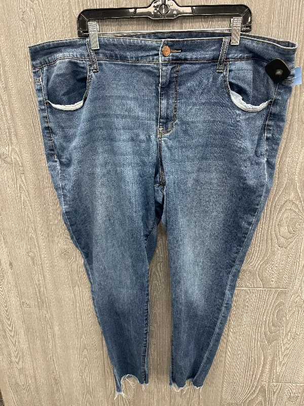 Hooded design Jeans Cropped By Maurices In Blue Denim, Size: 22