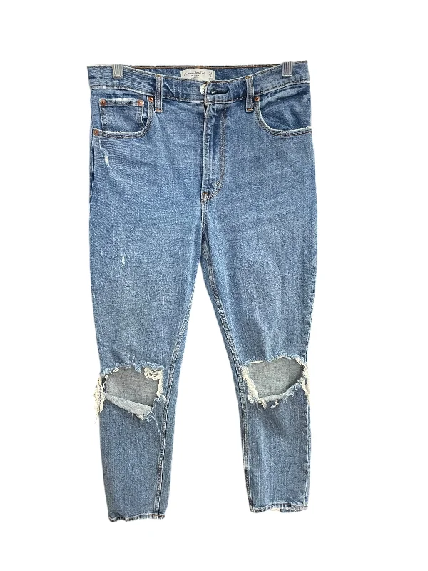 Slightly Flared Design Jeans Skinny By Abercrombie And Fitch In Blue Denim, Size: 8