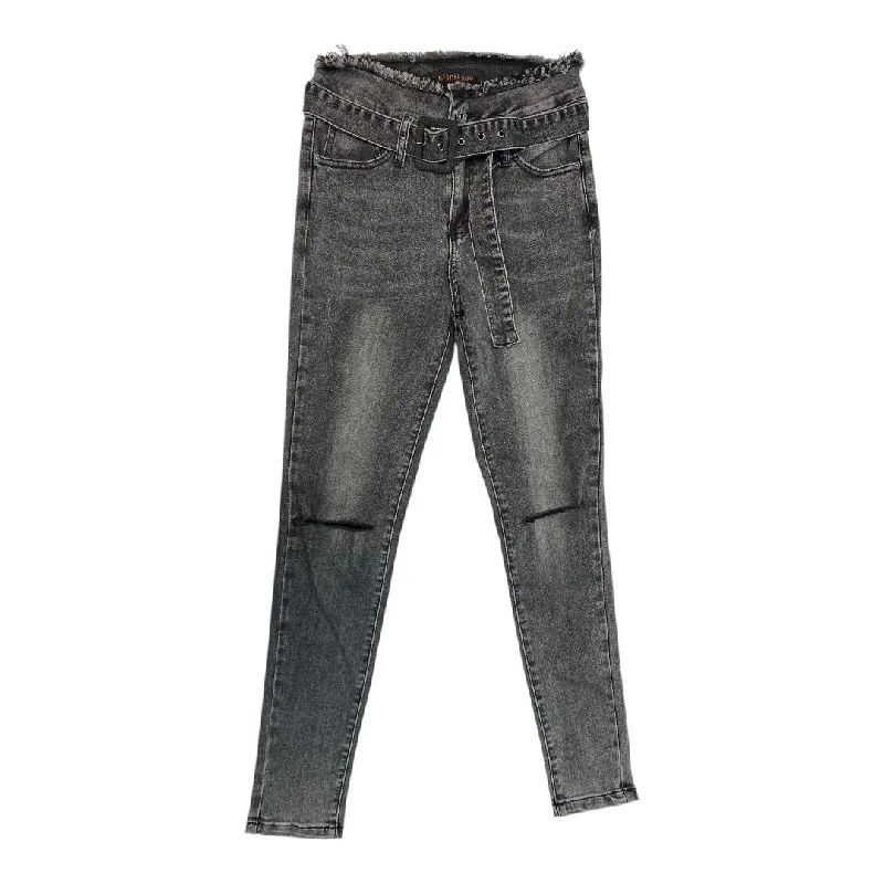 Floral Prints Jeans Skinny By Risen In Black Denim, Size: 2