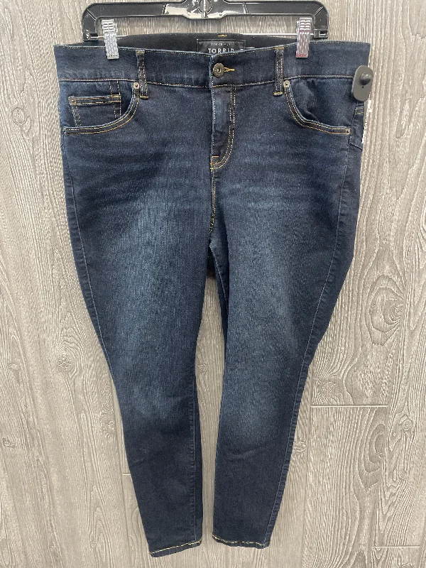 Designer Style Jeans Skinny By Torrid In Blue Denim, Size: 18