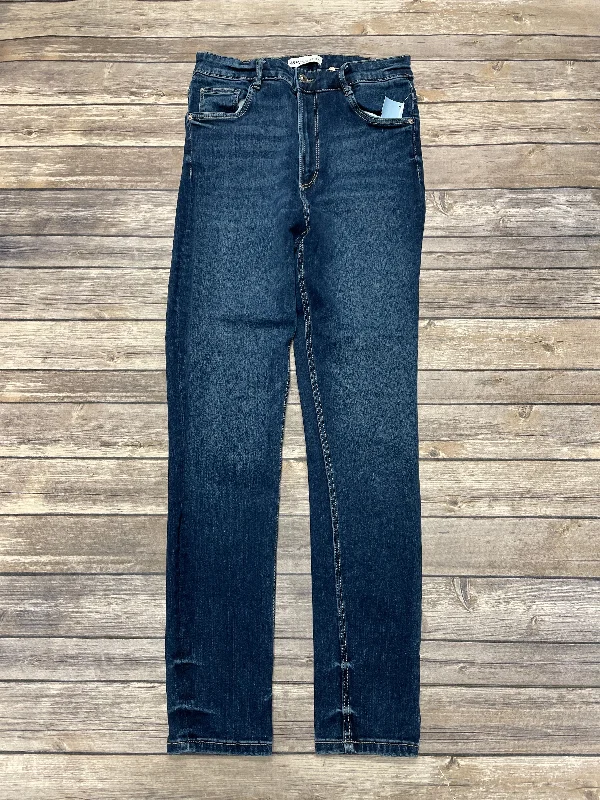 High waist design Jeans Skinny By Zara In Blue Denim, Size: 8