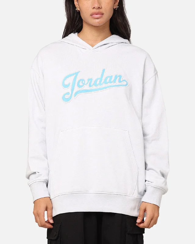 Round neck design Jordan Flight MVP Fleece Pullover Hoodie Pure Platinum