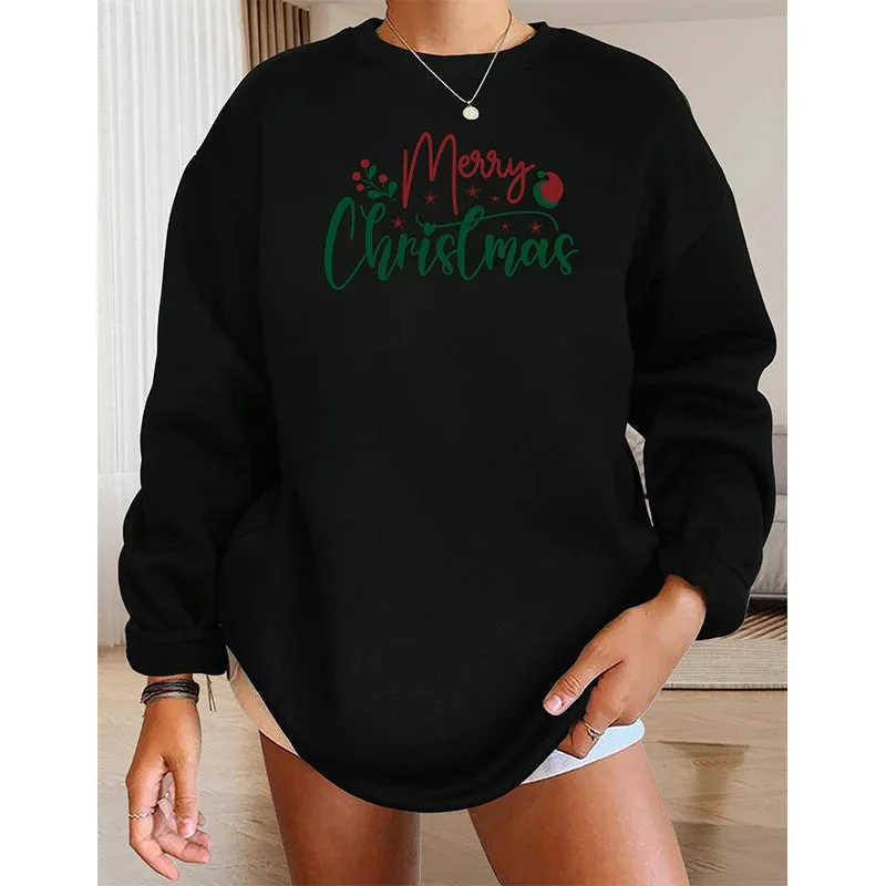 Elegant And Charming Leisure Merry Alphabet Printed Christmas Hoodie