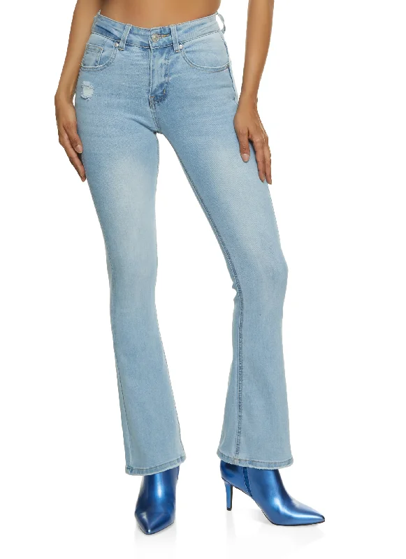 WAX Whiskered High Waist Boot Cut Jeans