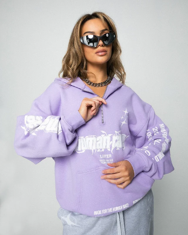 Denim Design Loiter Rave Zip Hoodie Lilac