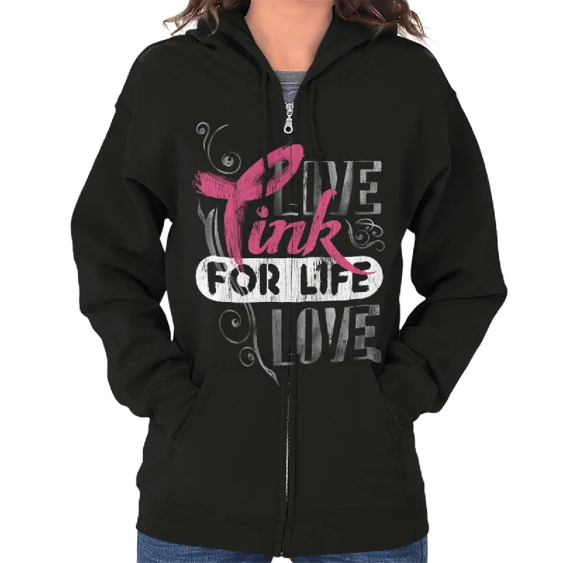 Personalized Design Pink For Life Zip Hoodie