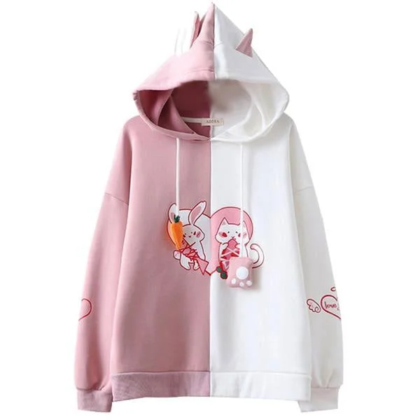 Stretch Design Bunny vs Kitten Hoodie