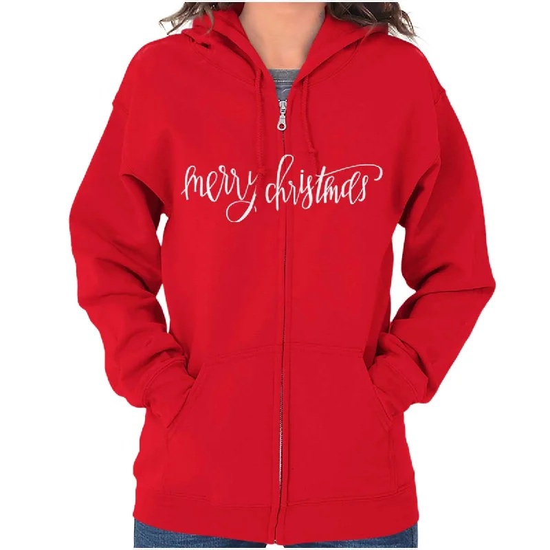 Cute Design Merry Christmas Zip Hoodie