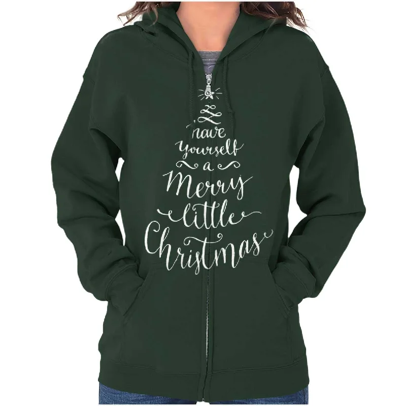 Elegant And Charming Merry Little Christmas Zip Hoodie