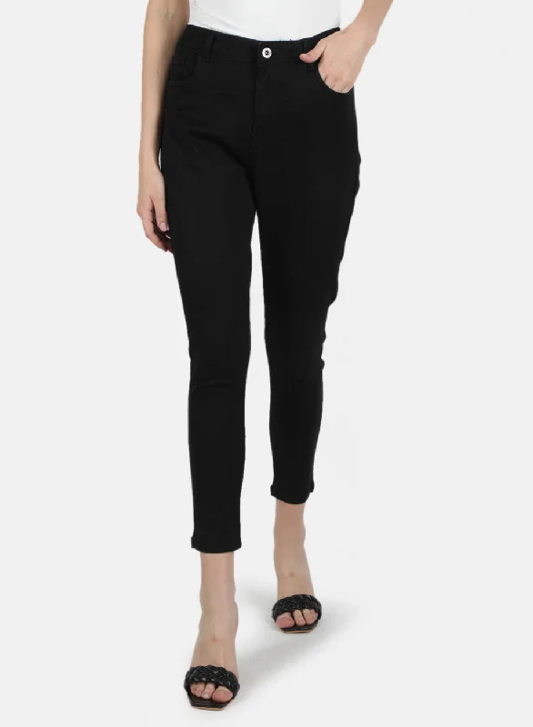 Street Graffiti Design Women Black Slim Fit Denim