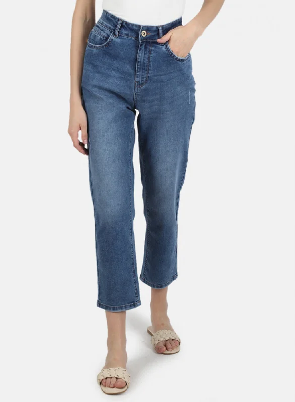 Fun and cute Women Blue Regular Fit Denim