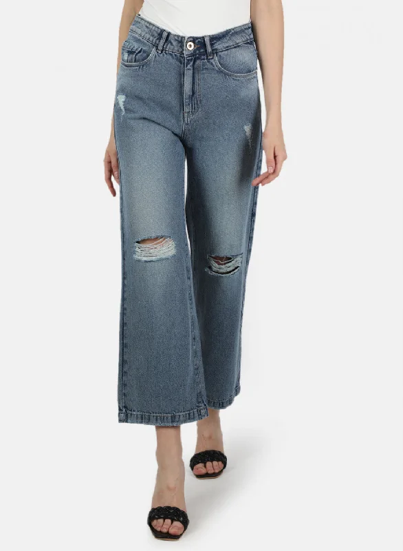Retro Skirt Design Women Blue Regular Fit Denim