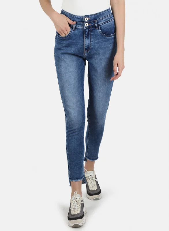 Nightclub Style Women Blue Slim Fit Denim
