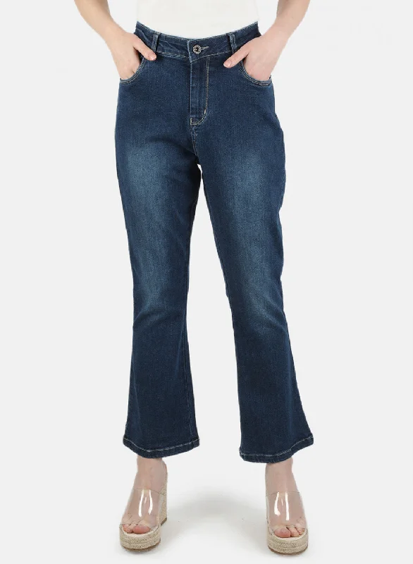 Romantic And Fresh Women Blue Tailor Fit Denim