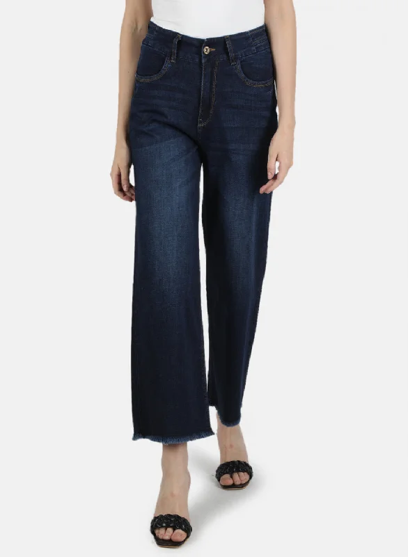 Creative Style Women Navy Blue Regular Fit Denim