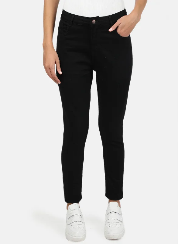 Playful Style Womens Black Slim Denim