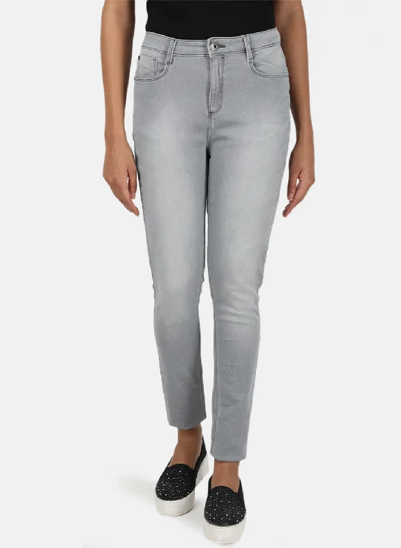 Party Wear Womens Grey Regular Denim
