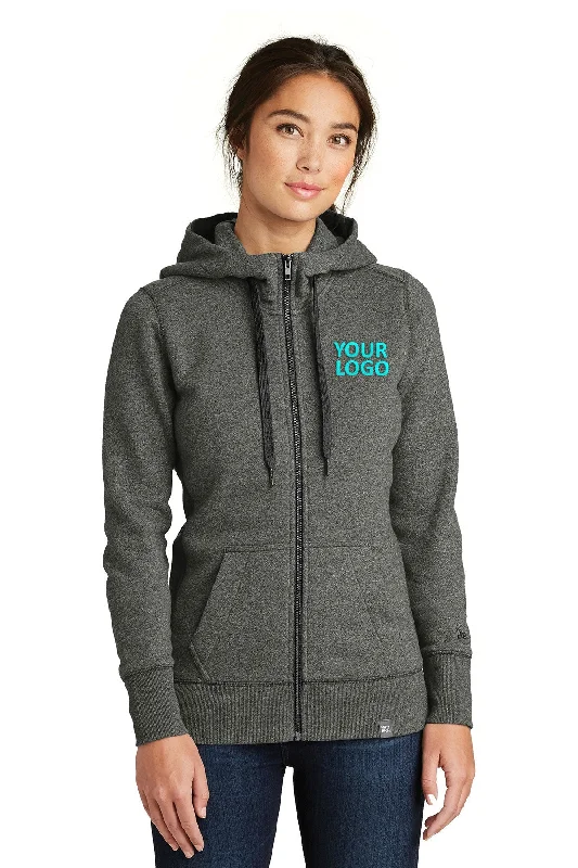 Fashion Innovation New Era Ladies French Terry Custom Zip Hoodies, Black Twist