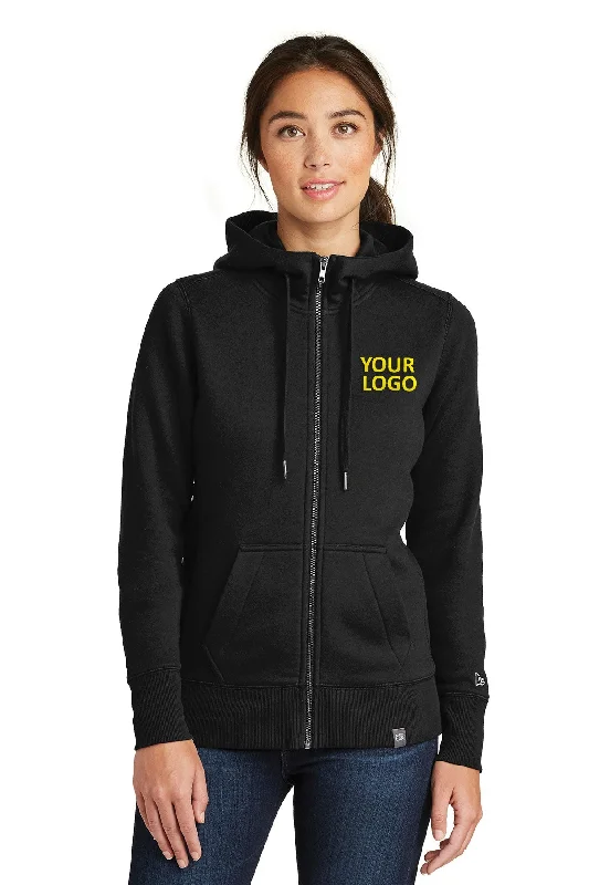 Elegant Wear New Era Ladies French Terry Custom Zip Hoodies, Black