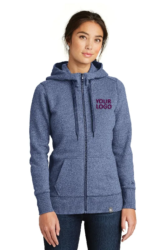 Classic Color New Era Ladies French Terry Custom Zip Hoodies, Dark Royal Twist