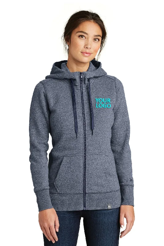 Fashionable Prints New Era Ladies French Terry Custom Zip Hoodies, True Navy Twist