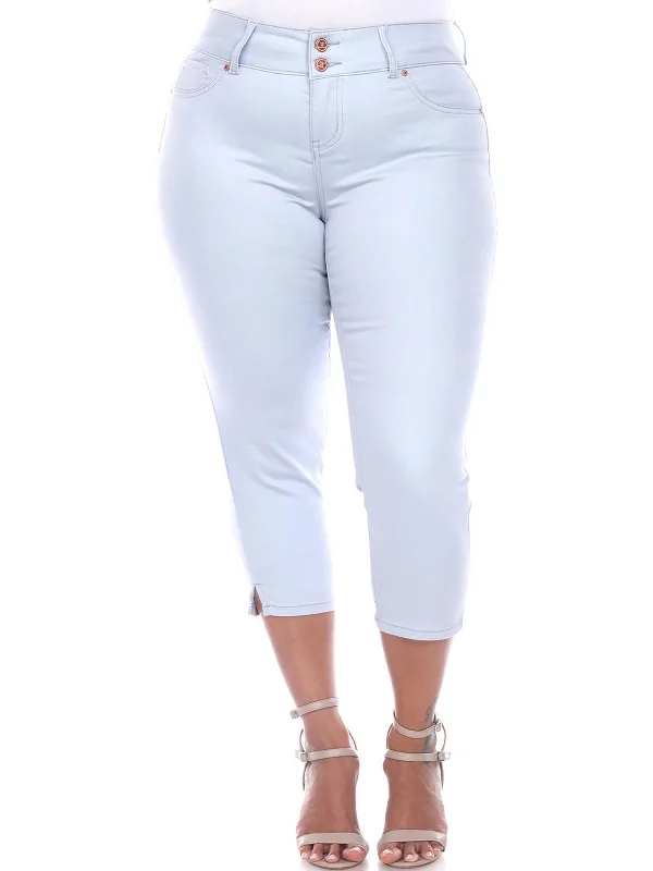 Luxury and fashionable Plus Womens Stretch Denim Capri Jeans