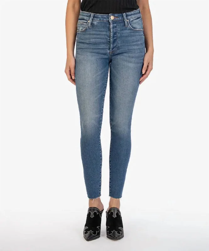 Playful Style Positively Charlize High Rise Skinny Jean In Mid Blue