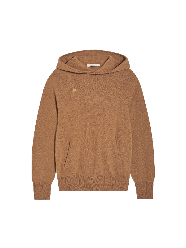 Free and comfortable Womens Recycled Cashmere Hoodie—camel