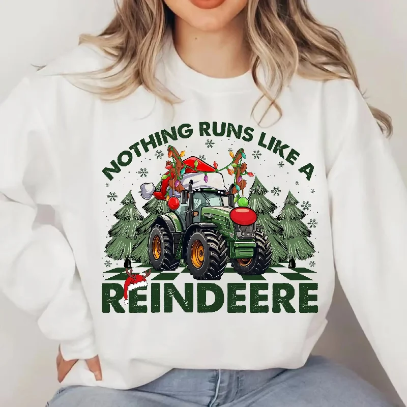 Classic Retro Reindeer Farm Fallow Girl Christmas Hoodie - Limited Time Sale
