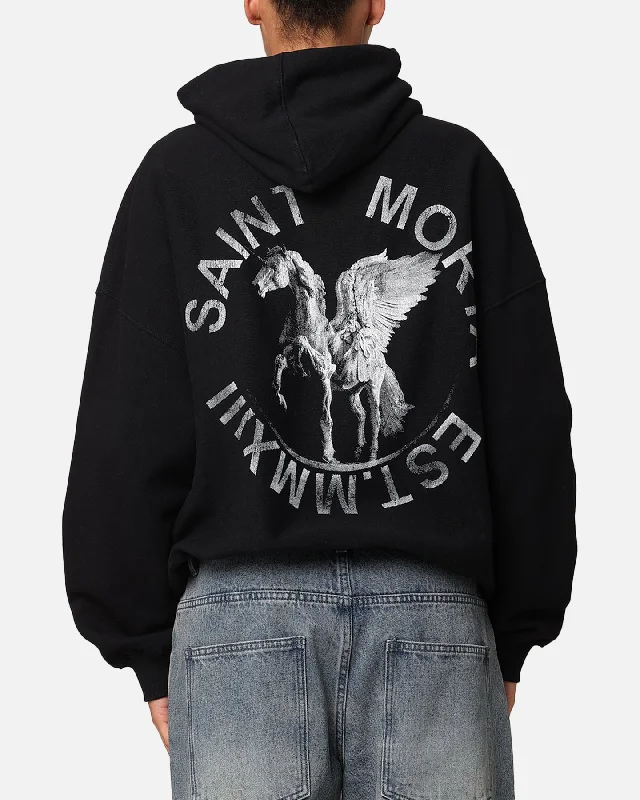Knowledge And Elegance Saint Morta Pegasus Premium Hoodie Black
