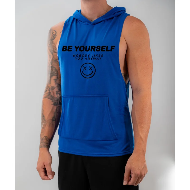 Fresh And Natural Salty Savage Unisex “BE YOURSELF” Sleeveless Racerback Muscle Tank Hoodie