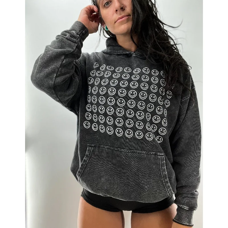 Slim Fit Salty Savage Unisex “OG Smile Stuck On Repeat” Mineral Wash Hoodie