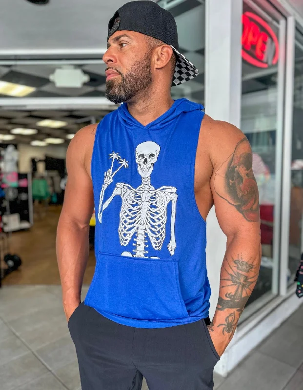 Elegant Style Salty Savage Unisex "Peace Skeleton" Sleeveless Racerback Muscle Tank Hoodie