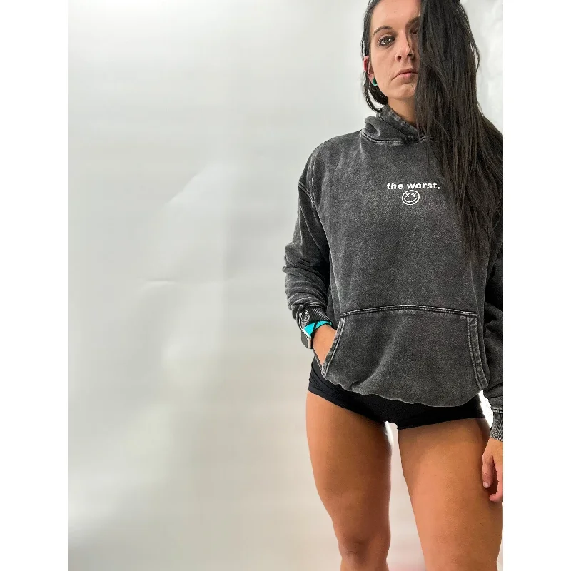 Carefree Salty Savage Unisex “the worst” Mineral Wash Hoodie | Micro