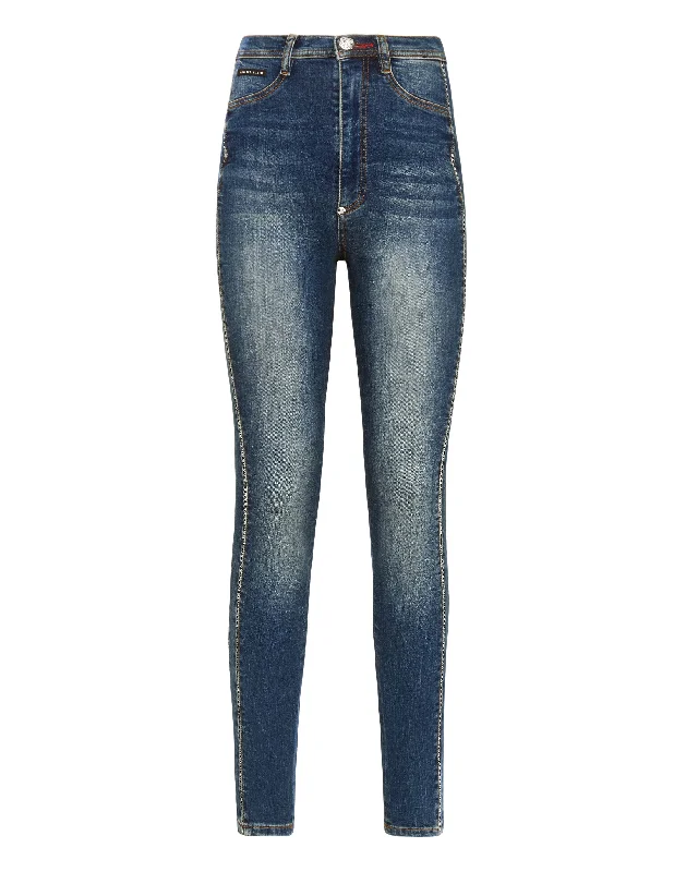 Boutique style Super High Waist Jegging Rock logo Crystal