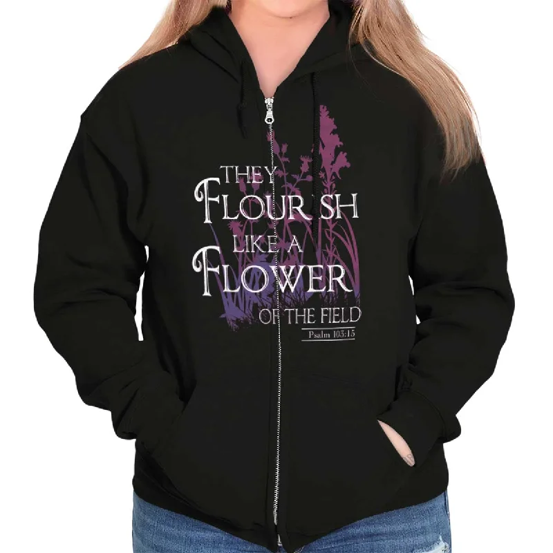 Feminine Charm They Flourish Like A Flower Zip Hoodie