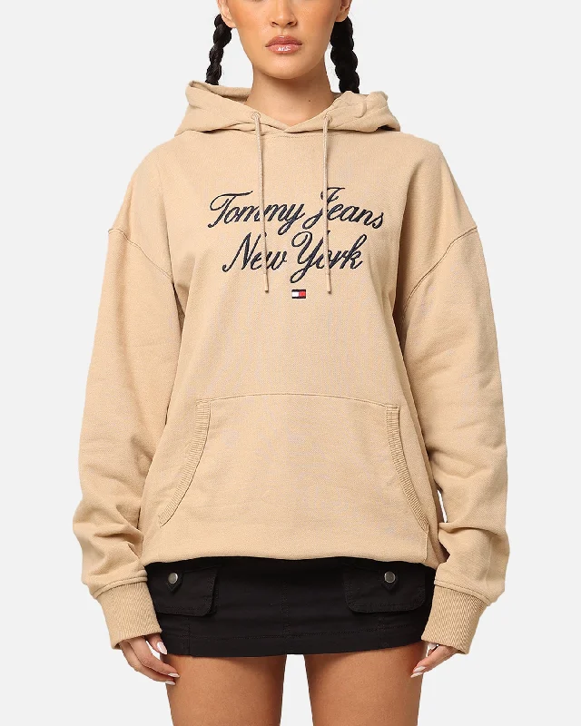 Knitted Design Tommy Jeans TJM Luxe Serif Relax Hoodie Tawny Sand