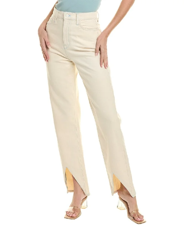 Beautiful Romance Triarchy Ms. Hart Petal Hem White High-Rise Straight Leg Jean