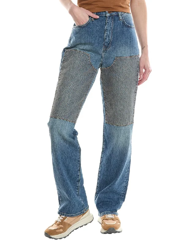 Comfortable down TRIARCHY Ms. Triarchy Classic Indigo Embroidery High-Rise Straight Leg Jean