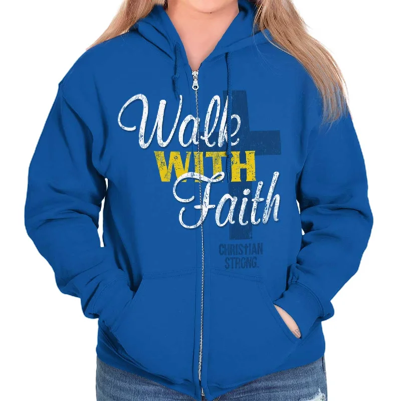 Free And Casual Walk With Faith Zip Hoodie