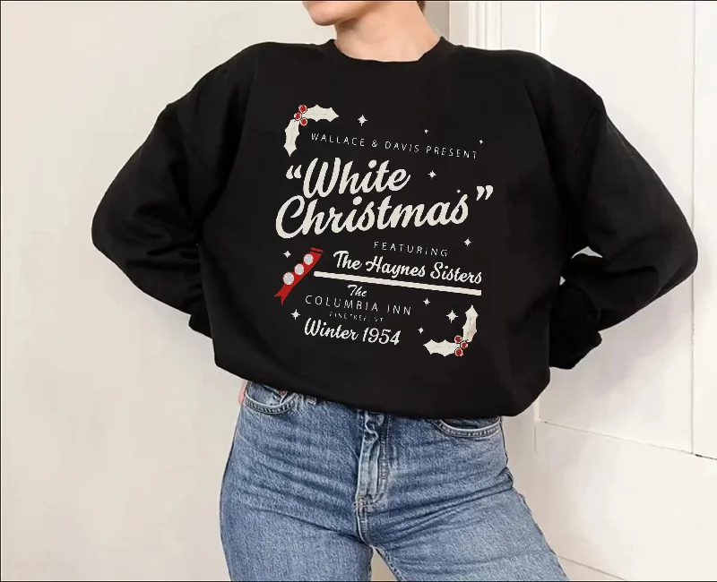 Trendy And Casual White Christmas Retro Nostalgic Farm Girl Hoodie