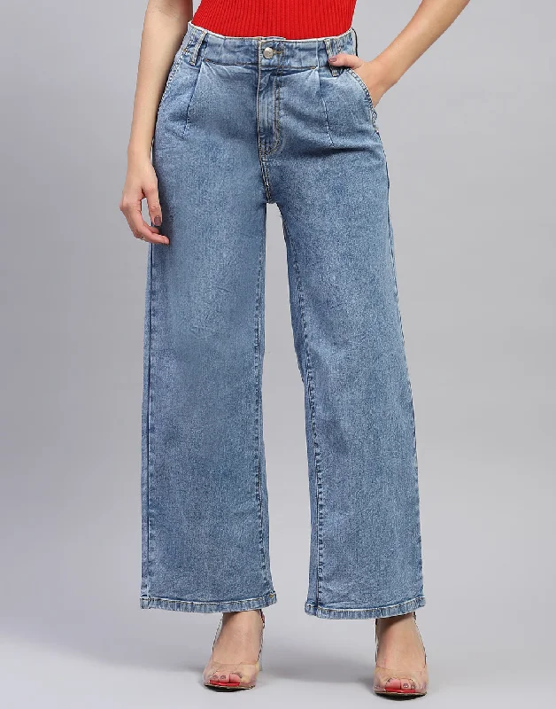 Street Style Women Blue Heavy Wash Regular Fit Denim