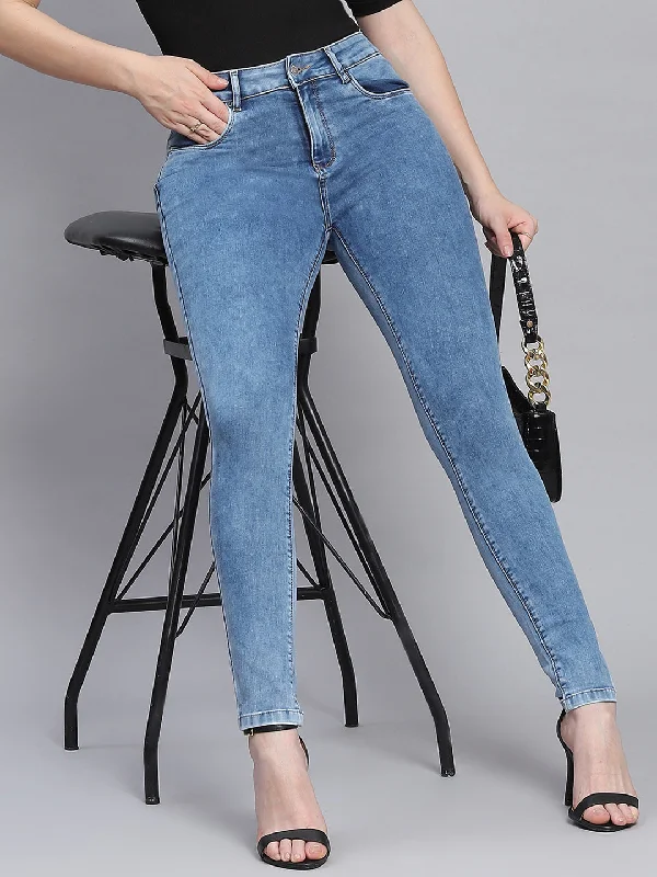 Alice style Women Blue Light Wash Regular Fit Denims